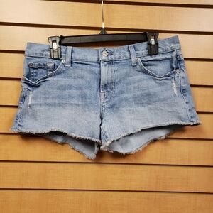 7 For All Mankind Denim Shorts | Size 30 | Distressed Raw Hem Light Wash